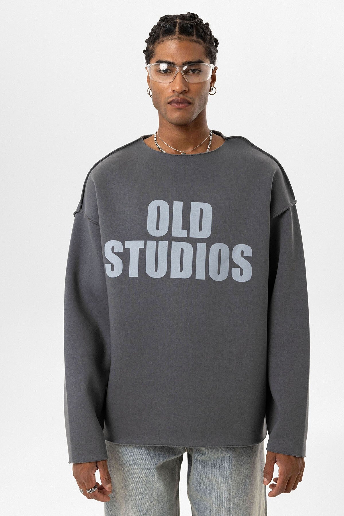 Oversized Sweatshirt with Stitching Details