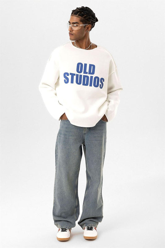 Oversized Sweatshirt with Stitching Details
