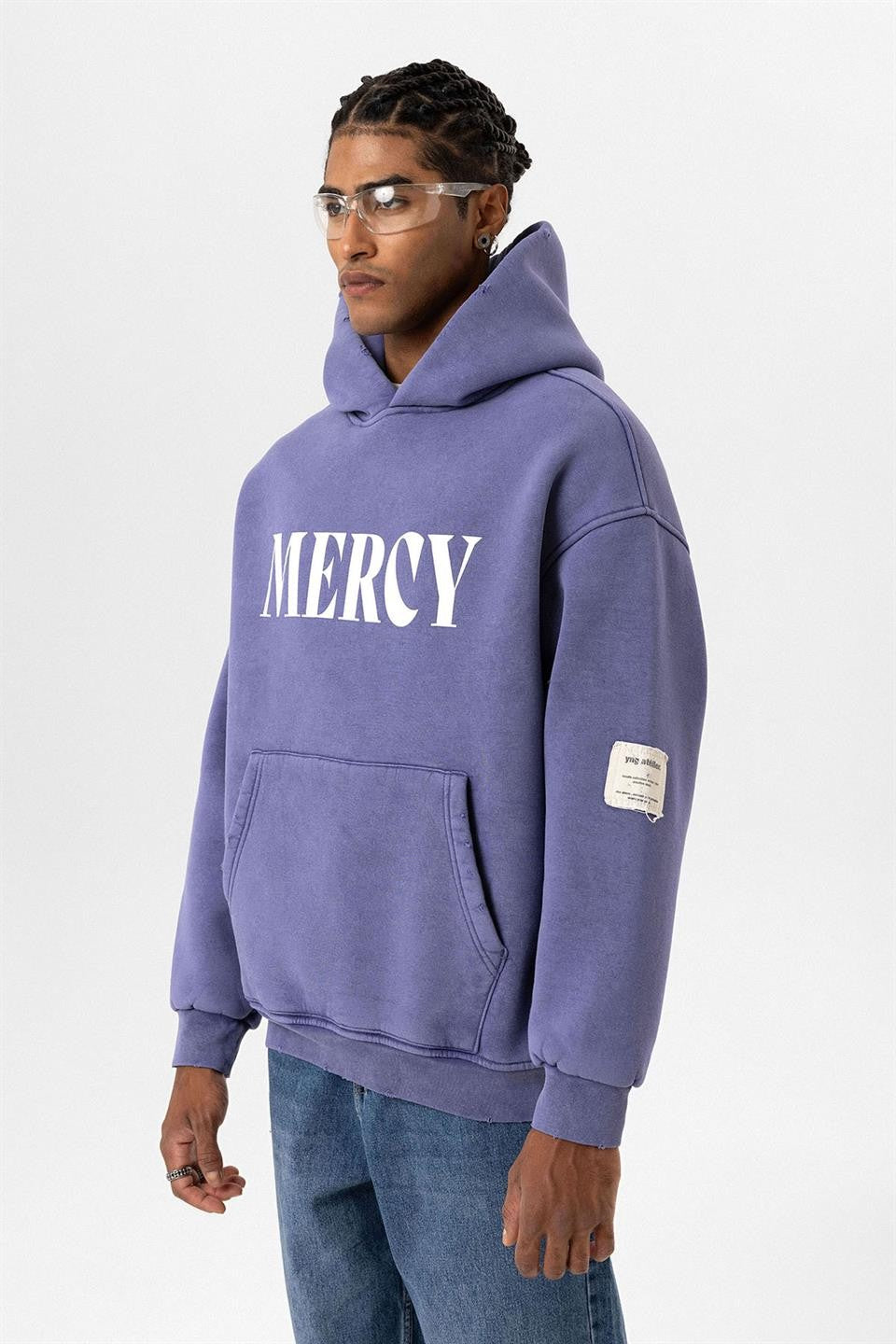 Oversized Sweatshirt with Card-Print Detail and Washed Finish