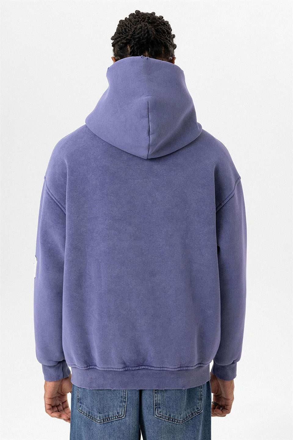 Oversized Sweatshirt with Card-Print Detail and Washed Finish