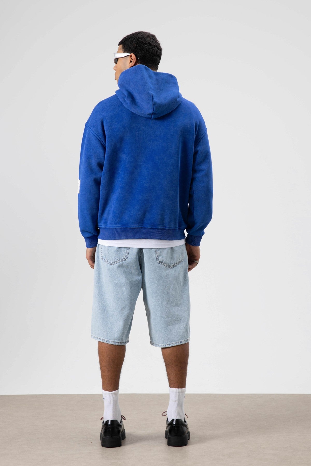 Oversized Sweatshirt with Card-Print Detail and Washed Finish
