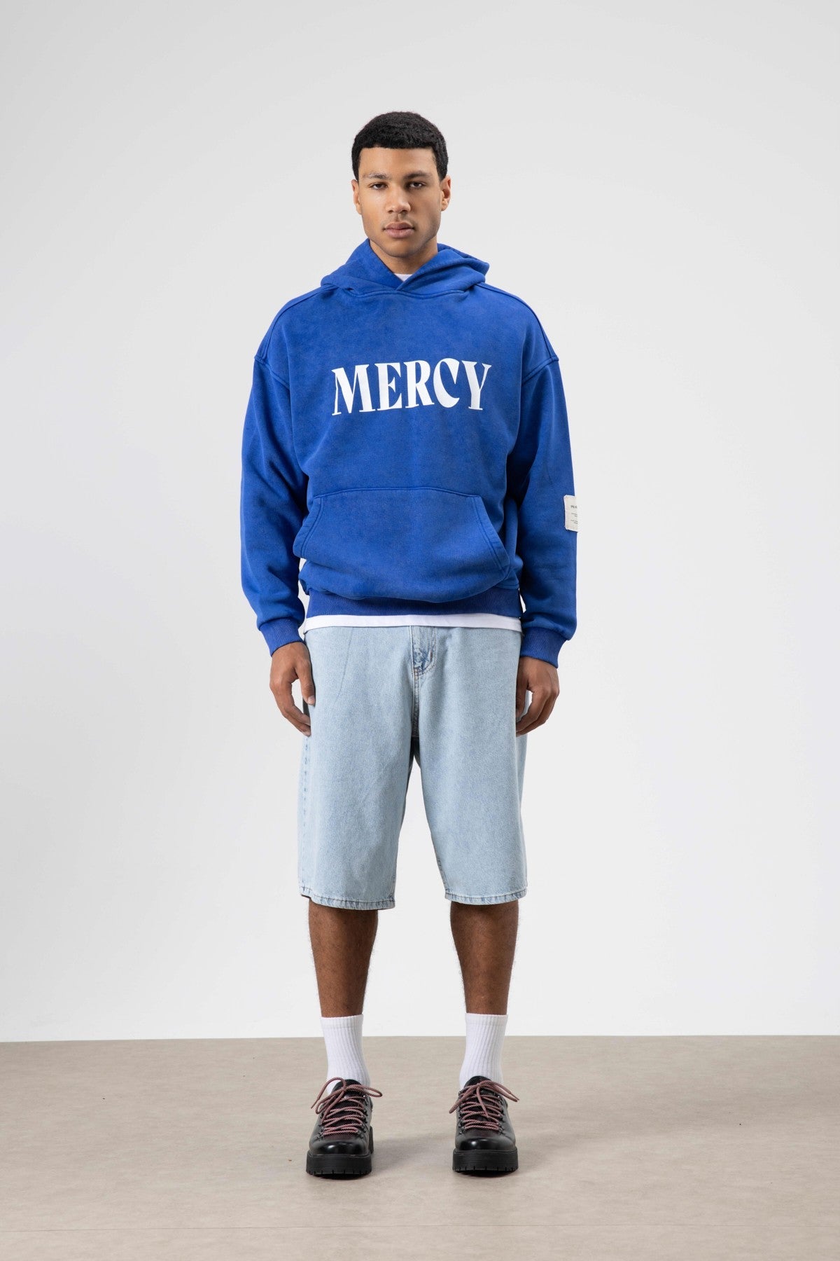 Oversized Sweatshirt with Card-Print Detail and Washed Finish