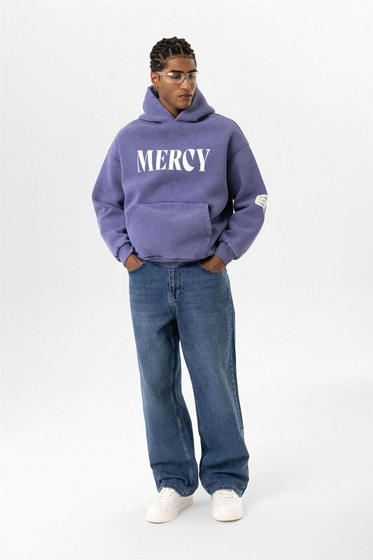 Oversized Sweatshirt with Card-Print Detail and Washed Finish