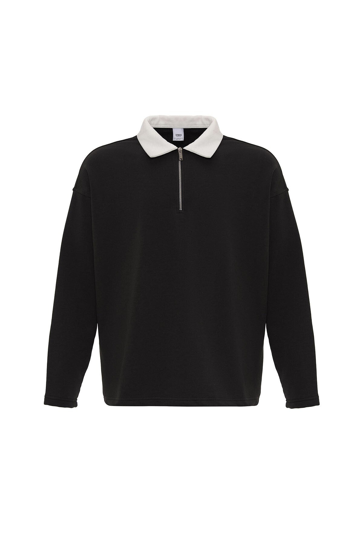 Basic Polo Neck Sweatshirt with Zipper Detail