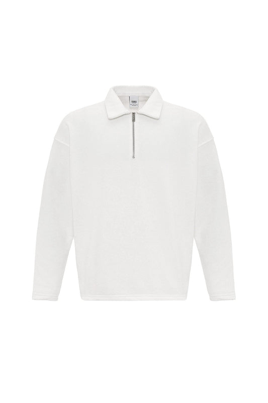 Basic Polo Neck Sweatshirt with Zipper Detail