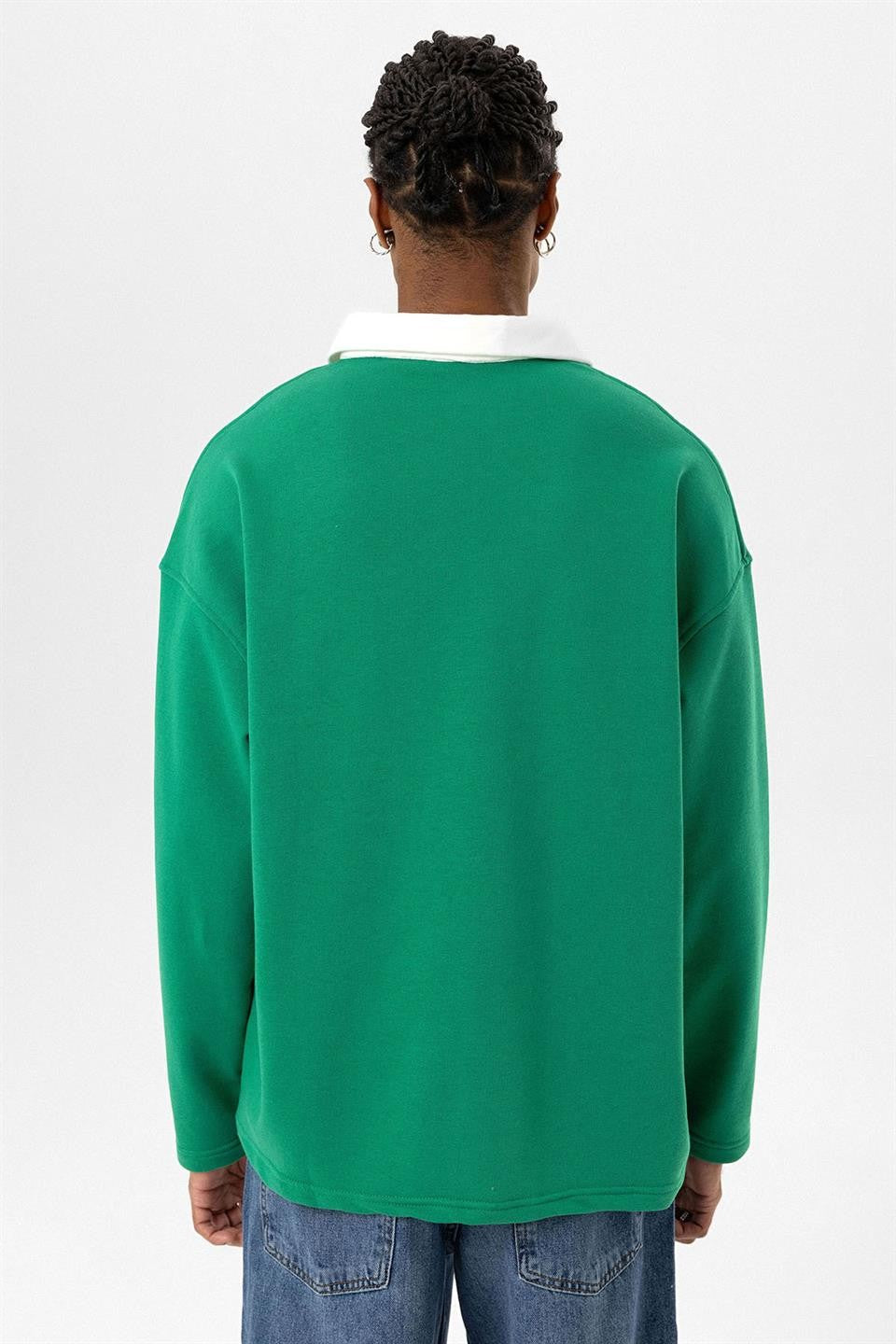 Basic Polo Neck Sweatshirt with Zipper Detail