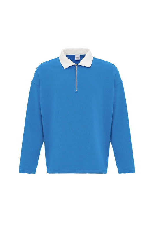 Basic Polo Neck Sweatshirt with Zipper Detail