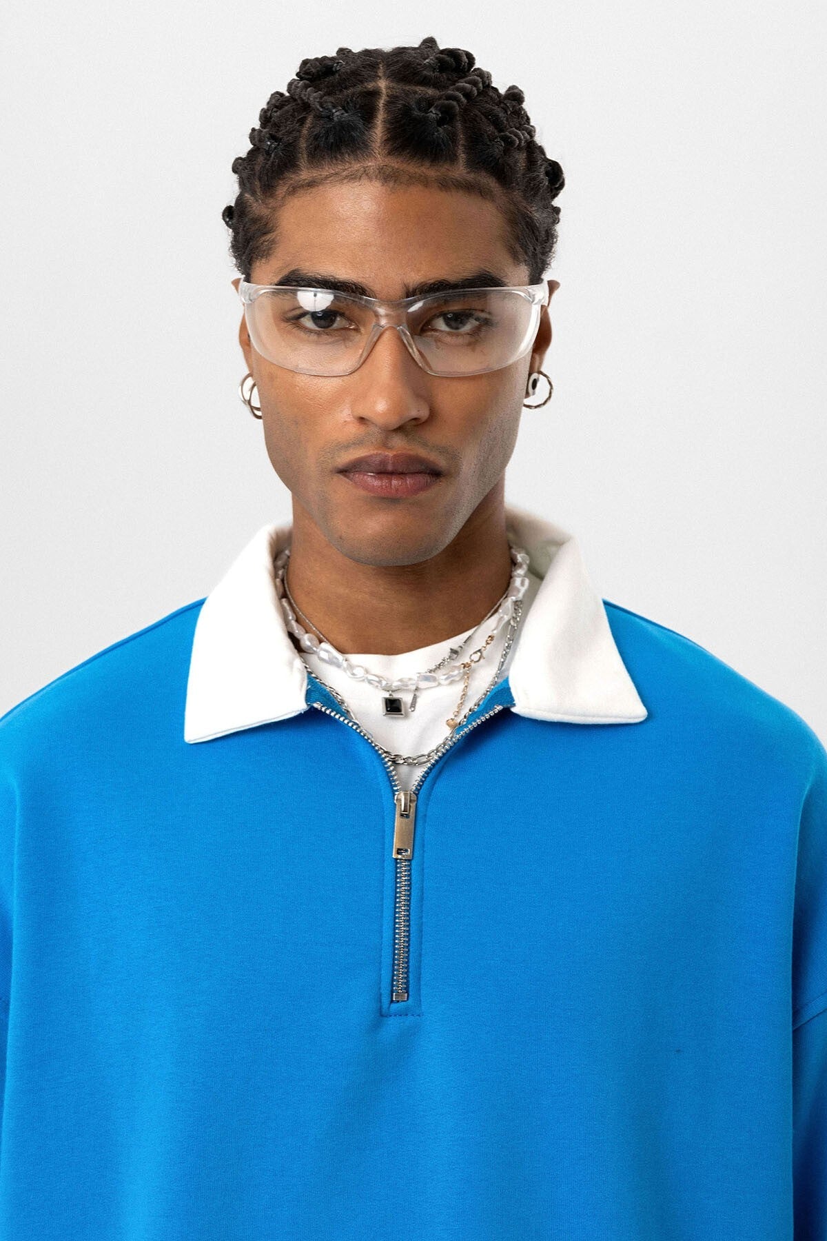 Basic Polo Neck Sweatshirt with Zipper Detail