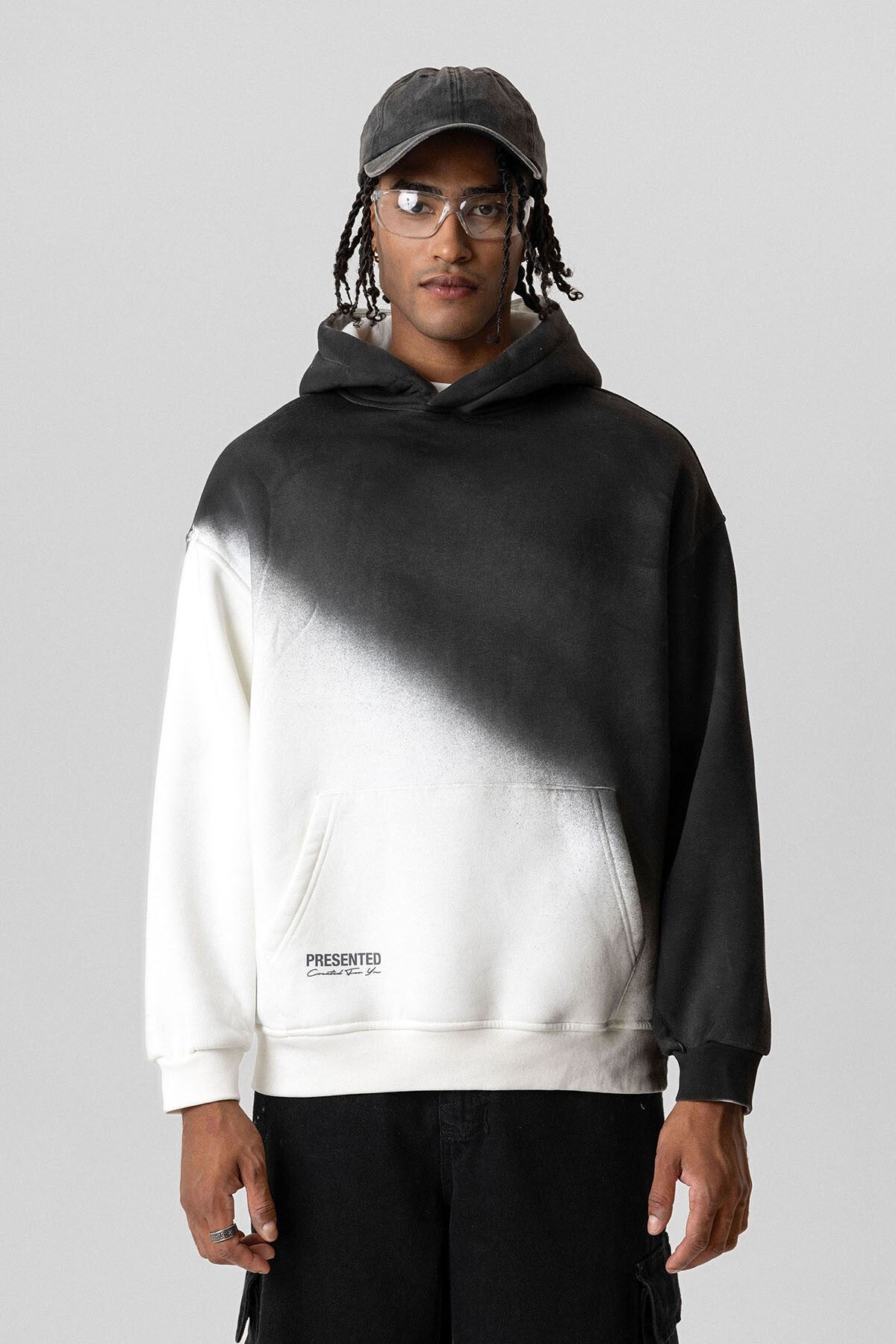 Oversized Hooded Sweatshirt with Color Gradient