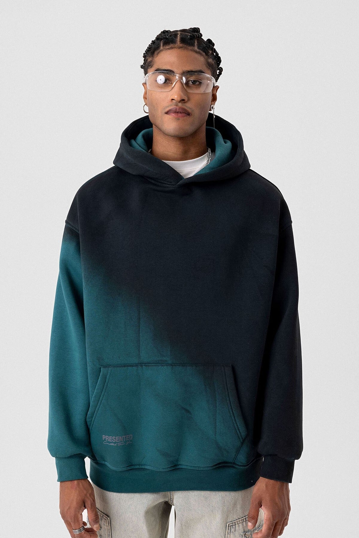 Oversized Hooded Sweatshirt with Color Gradient