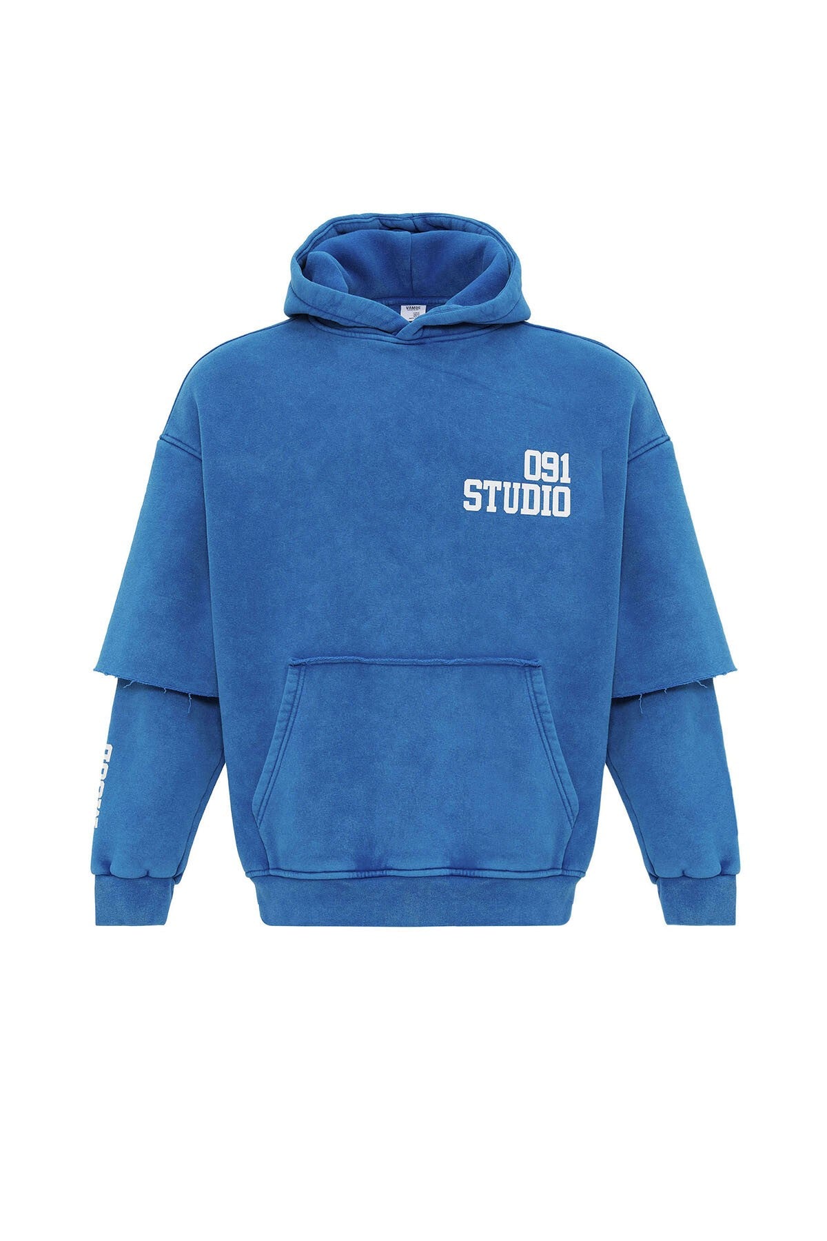 Oversized Hooded Sweatshirt with Double-Sleeve Detail (Washed)