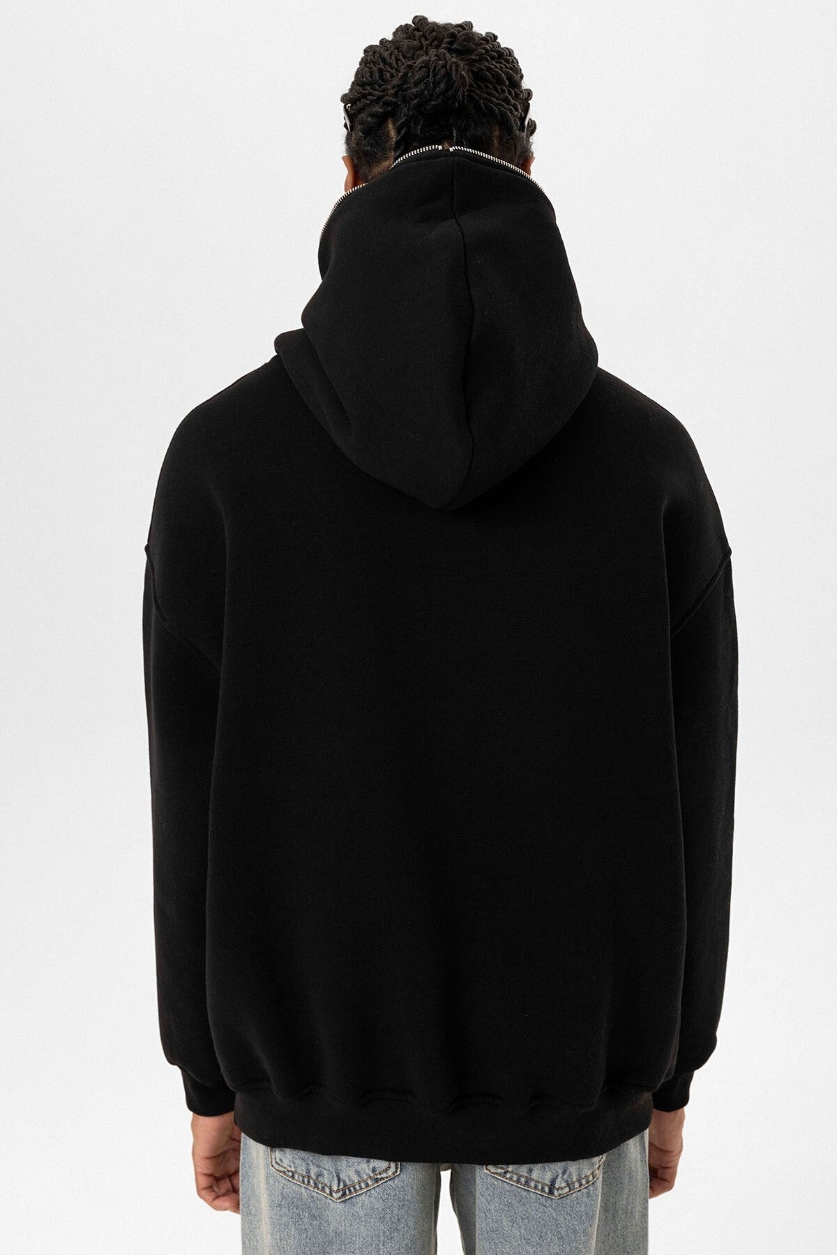 Hooded Sweatshirt with Double-Pocket Zipper Detail