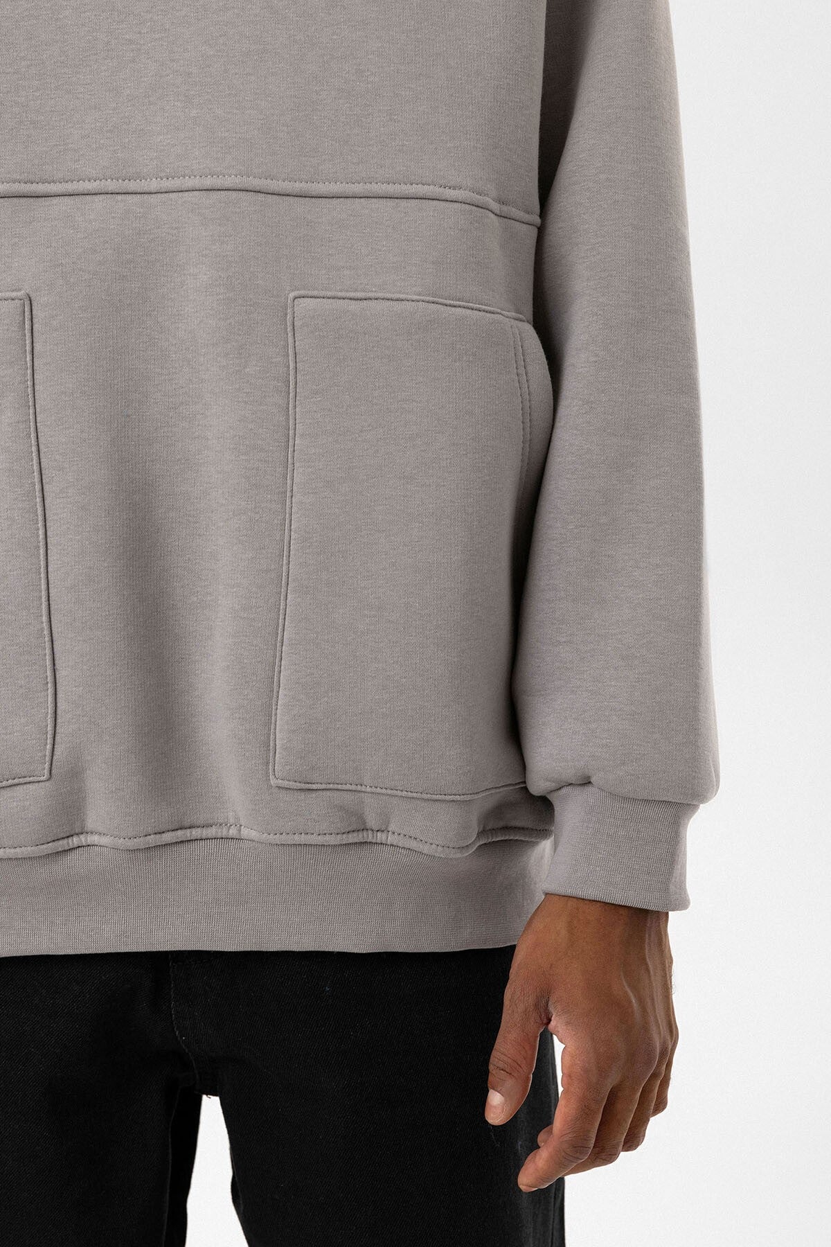 Hooded Sweatshirt with Double-Pocket Zipper Detail