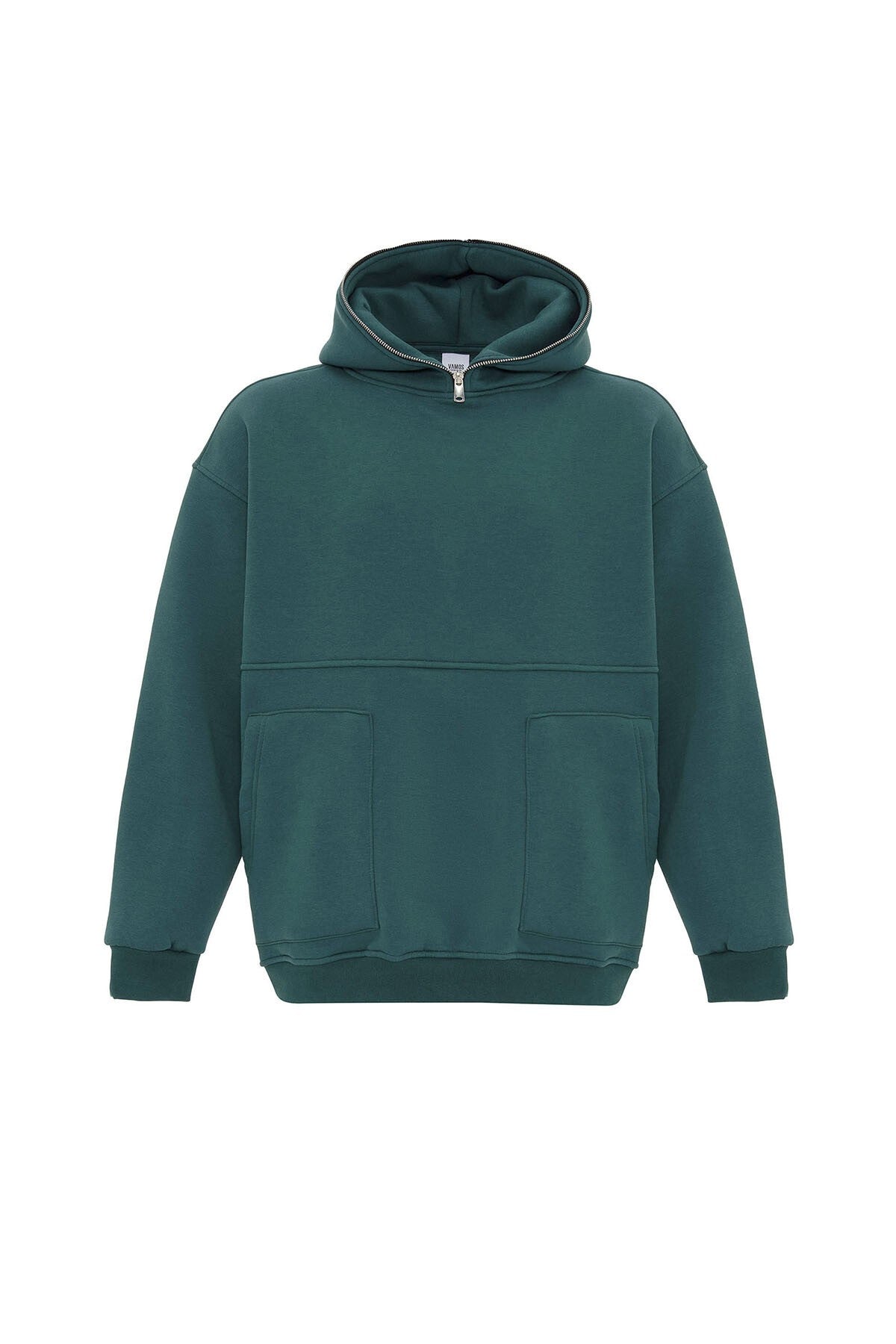Hooded Sweatshirt with Double-Pocket Zipper Detail