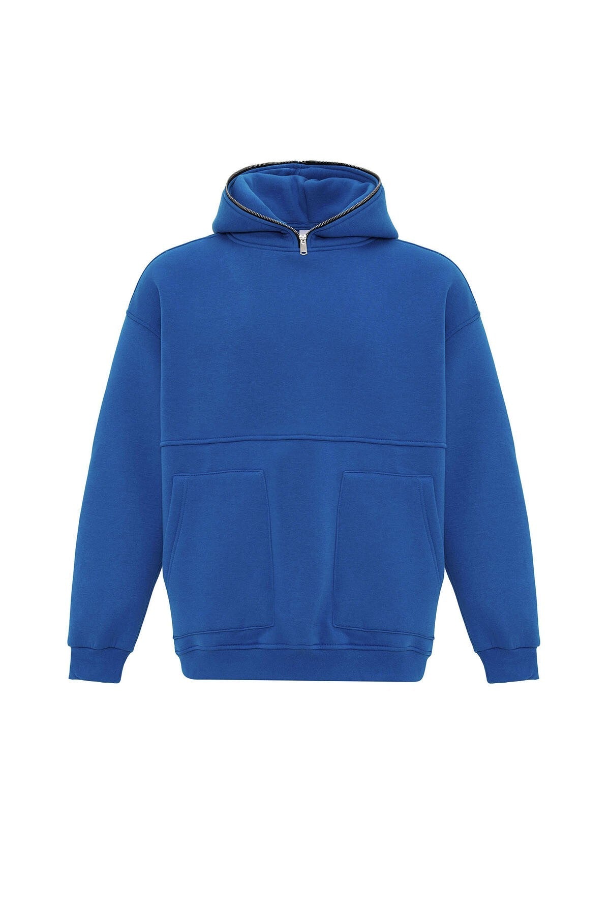 Hooded Sweatshirt with Double-Pocket Zipper Detail