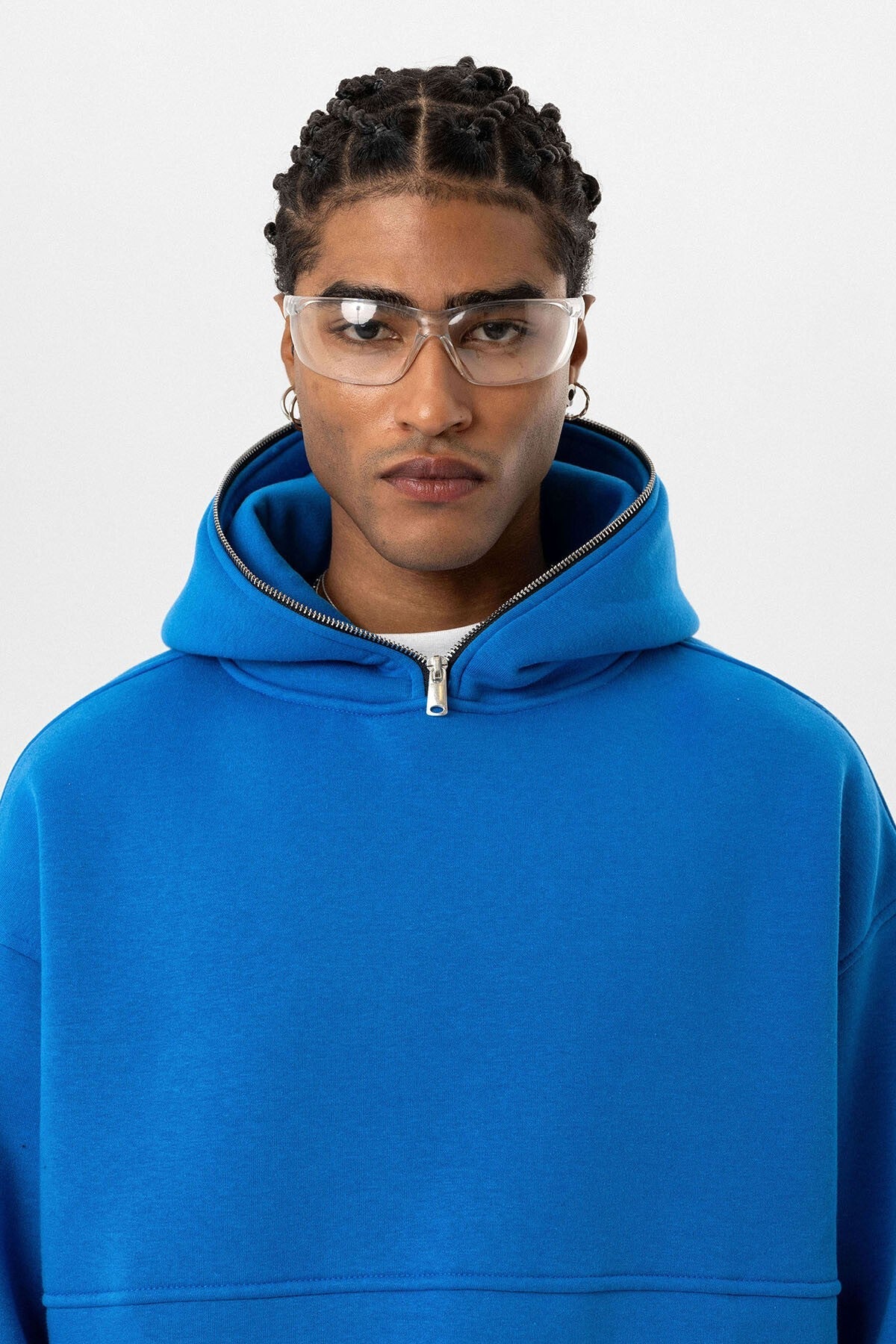 Hooded Sweatshirt with Double-Pocket Zipper Detail