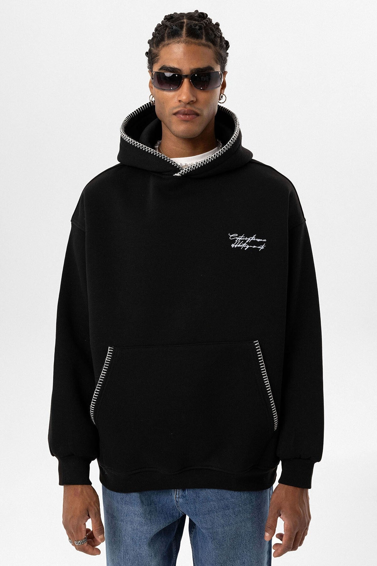 Printed Oversized Hooded Sweatshirt