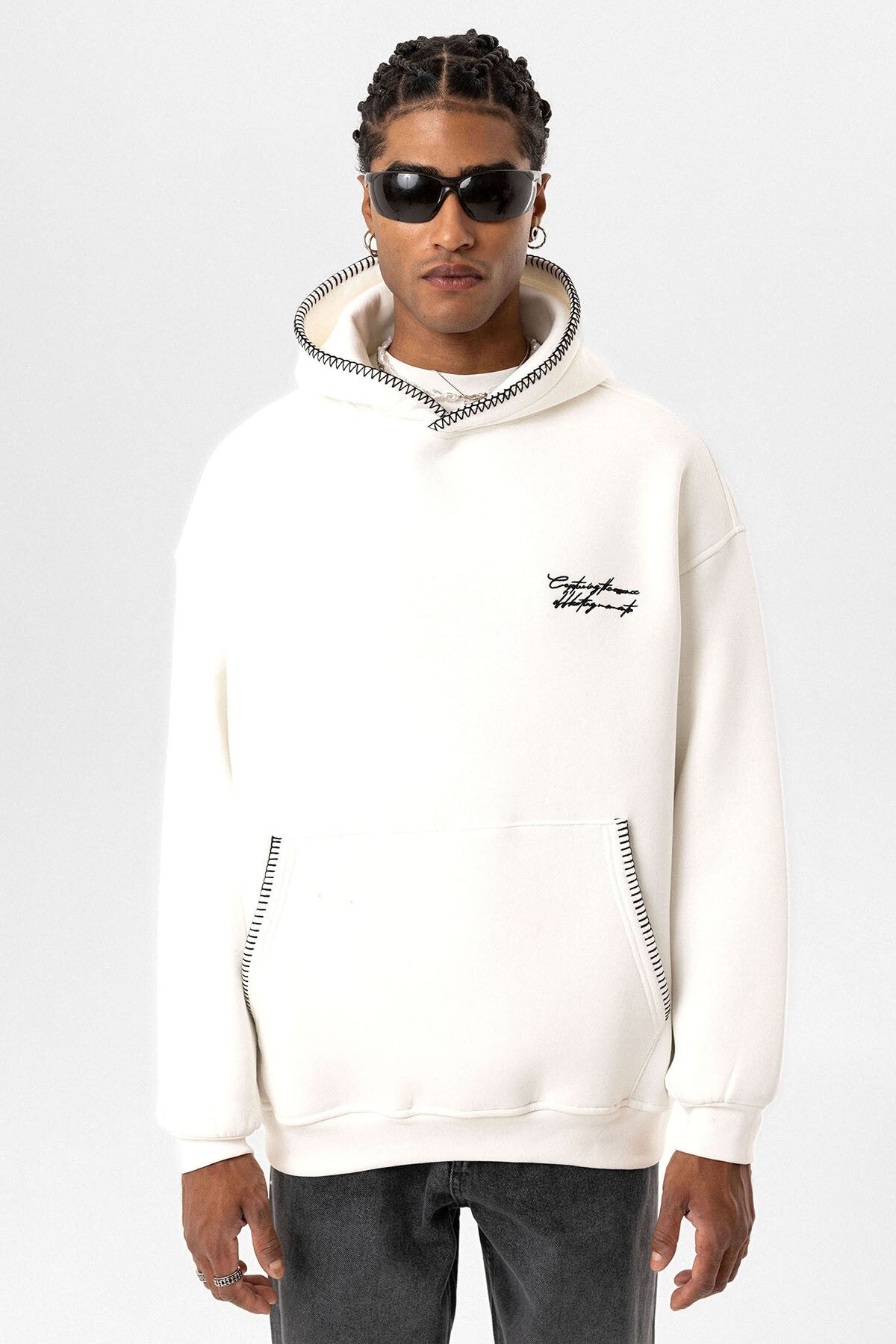 Printed Oversized Hooded Sweatshirt