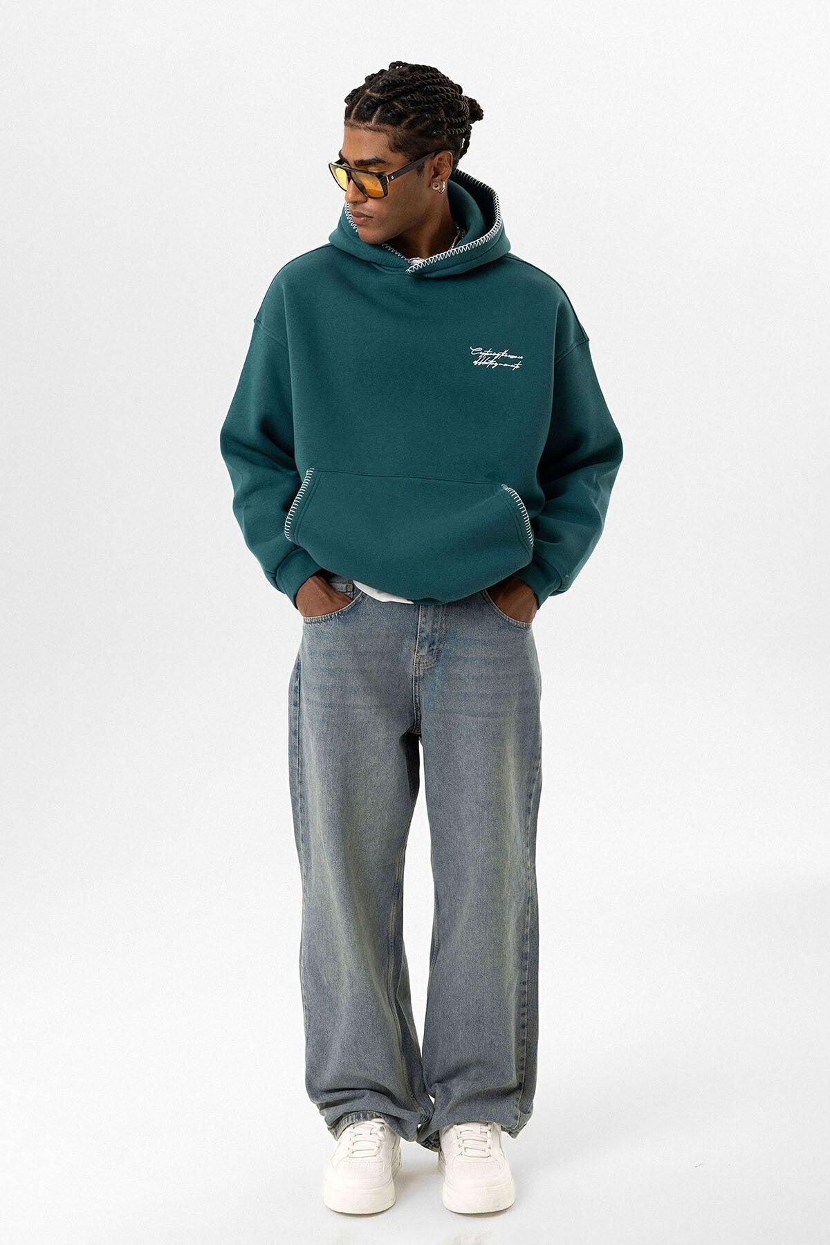 Printed Oversized Hooded Sweatshirt