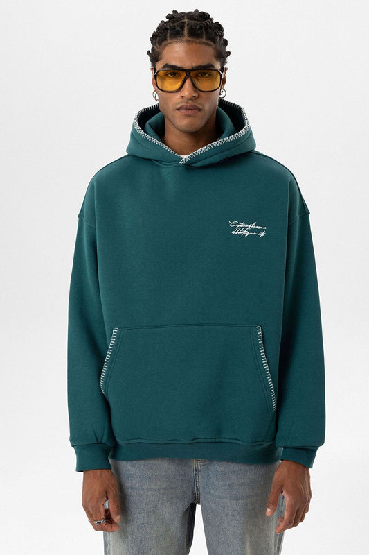 Printed Oversized Hooded Sweatshirt