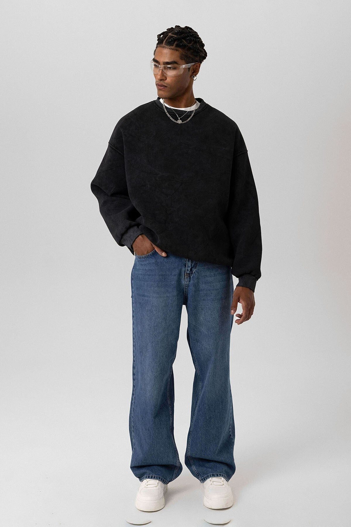 Machine-Washable Basic Oversized Sweatshirt