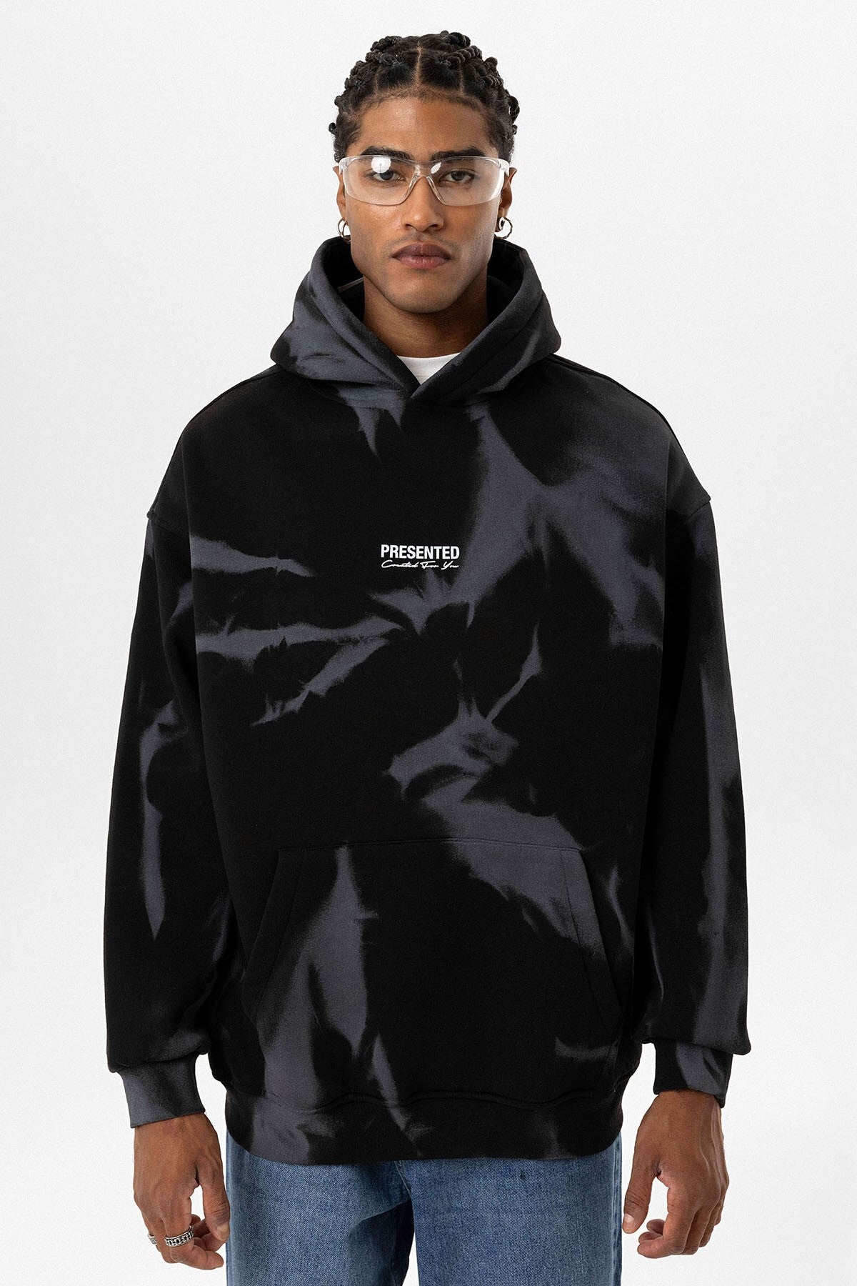 Color-Detailed Oversized Hooded Sweatshirt