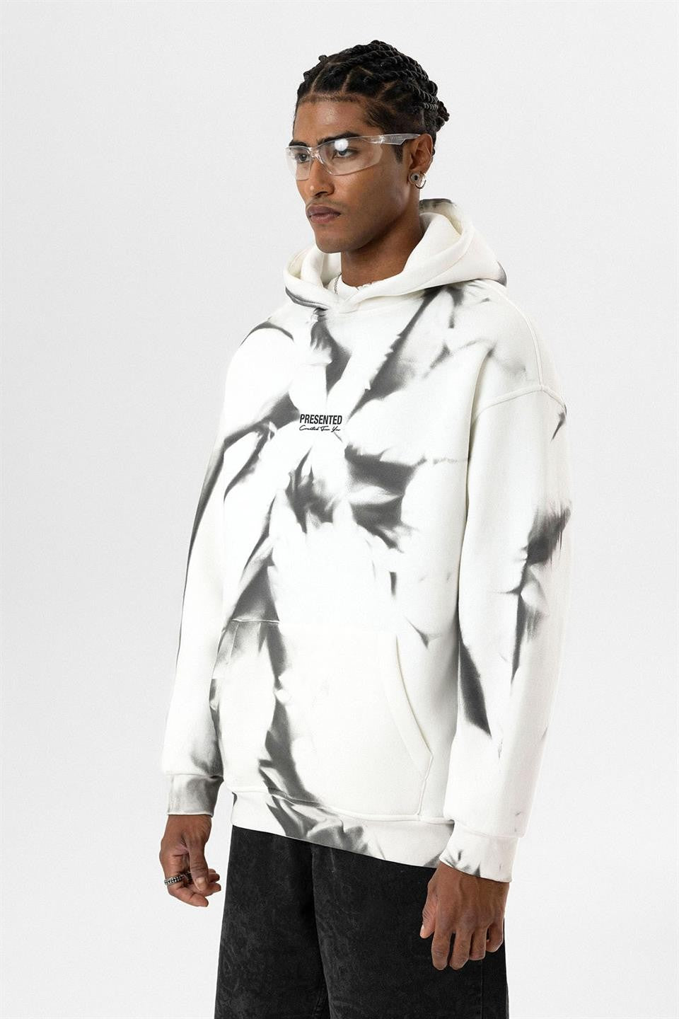 Color-Detailed Oversized Hooded Sweatshirt