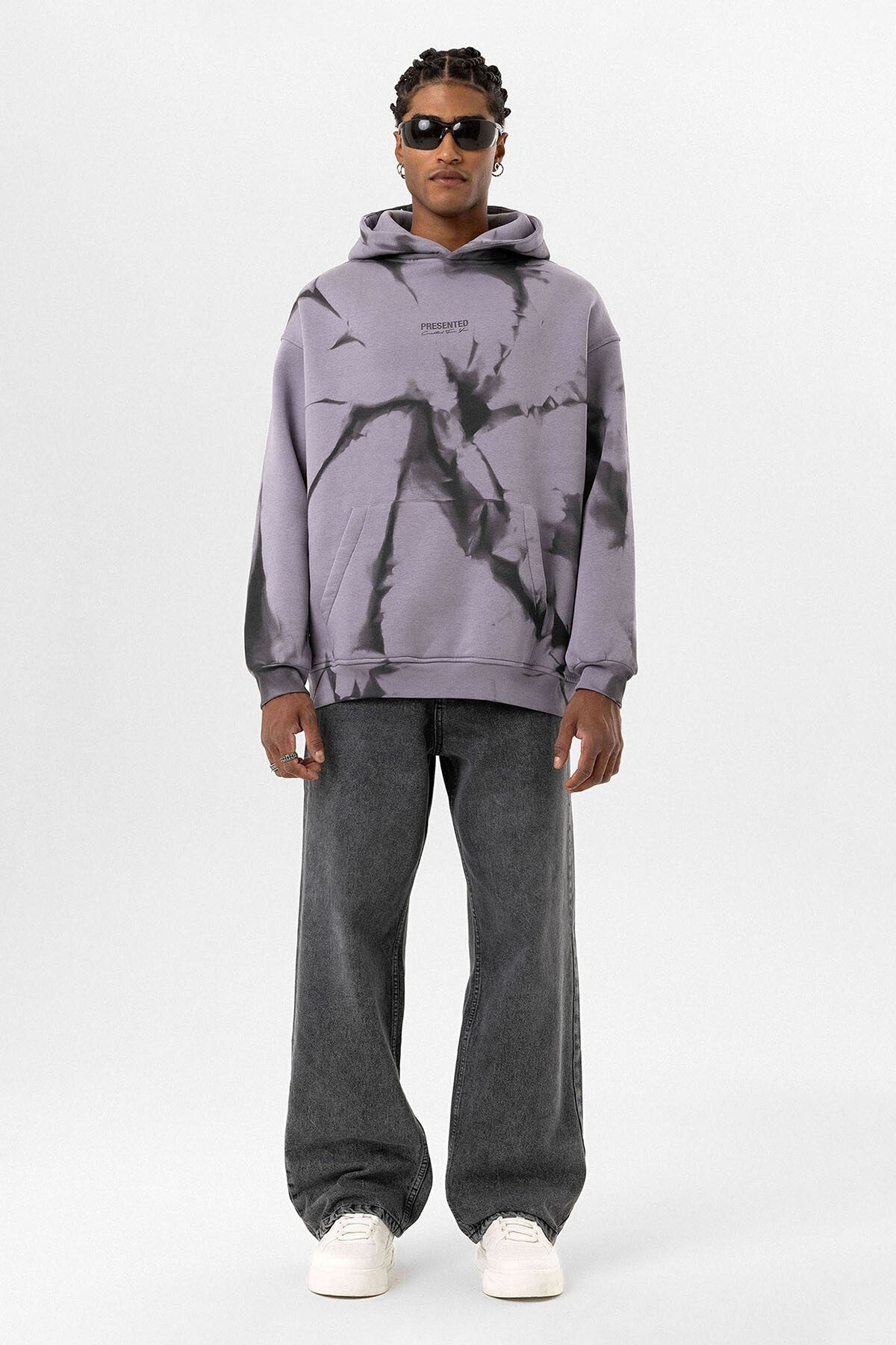Color-Detailed Oversized Hooded Sweatshirt