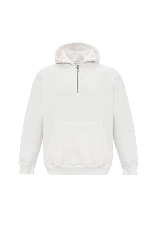 Basic Oversized Hooded Sweatshirt with Zipper Detail