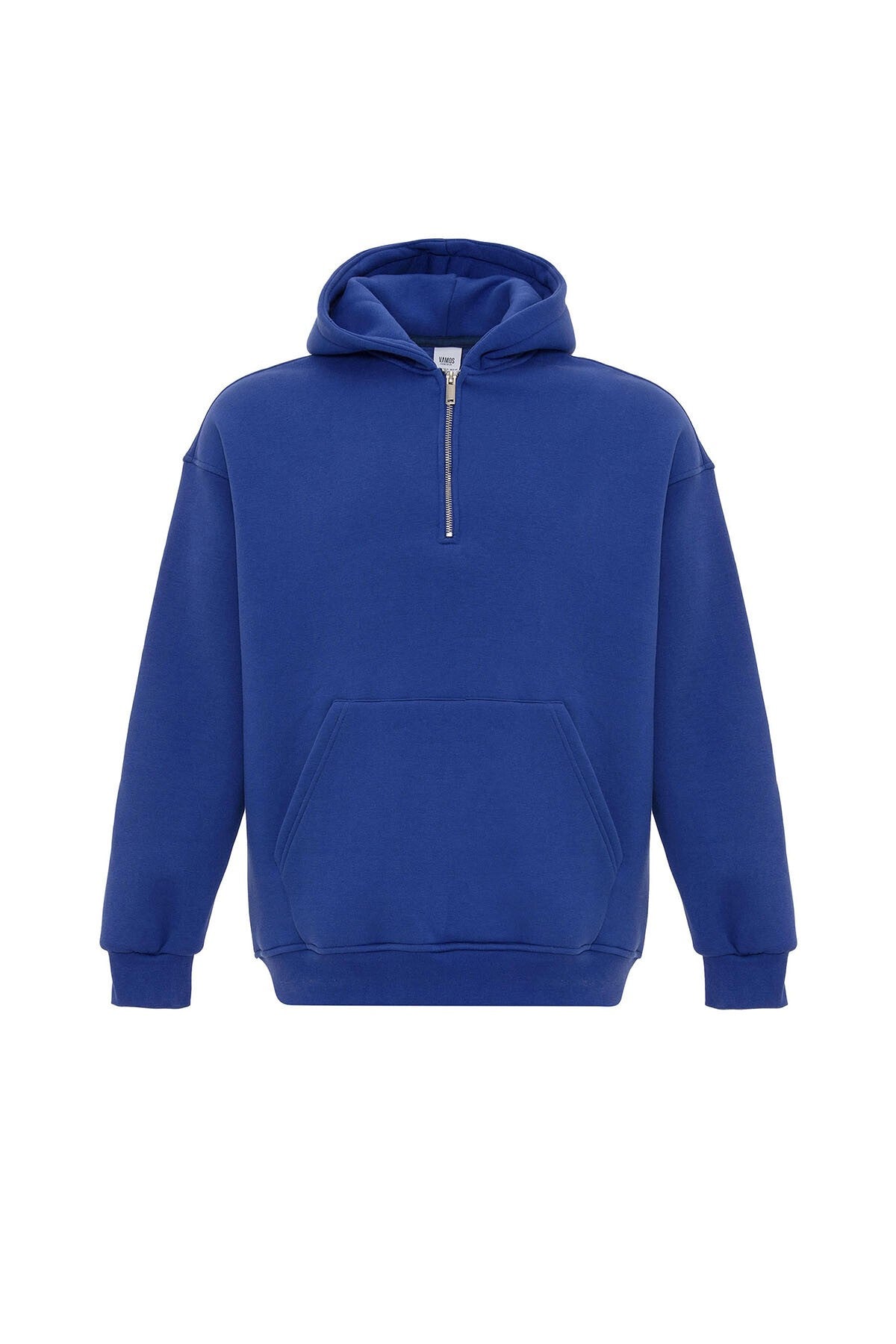 Basic Oversized Hooded Sweatshirt with Zipper Detail