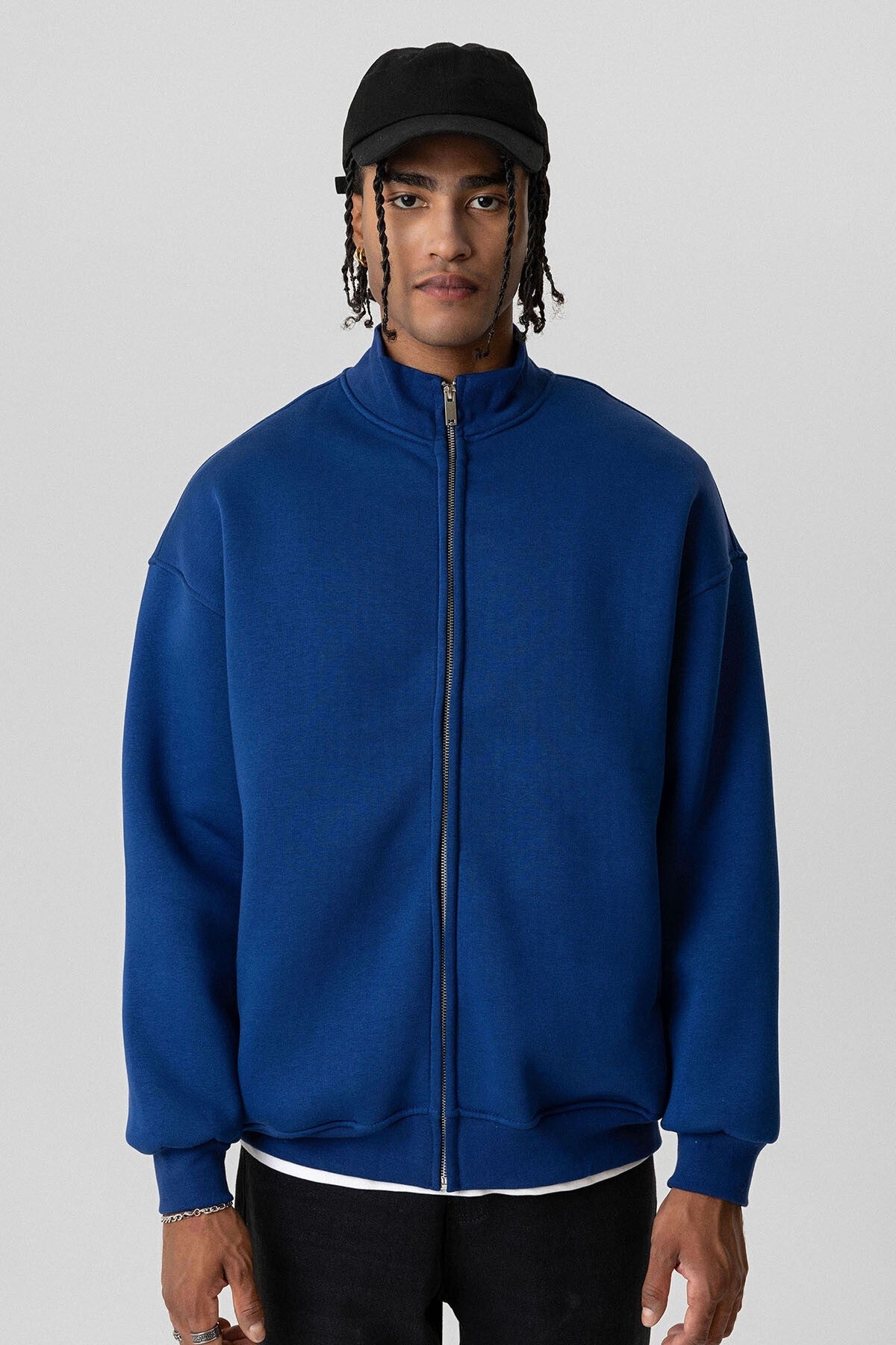 Basic Oversized Sweatshirt with Zipper