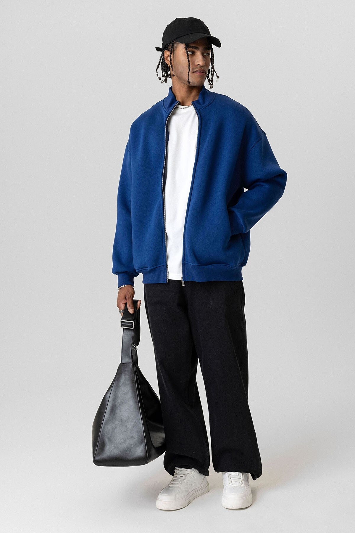 Basic Oversized Sweatshirt with Zipper