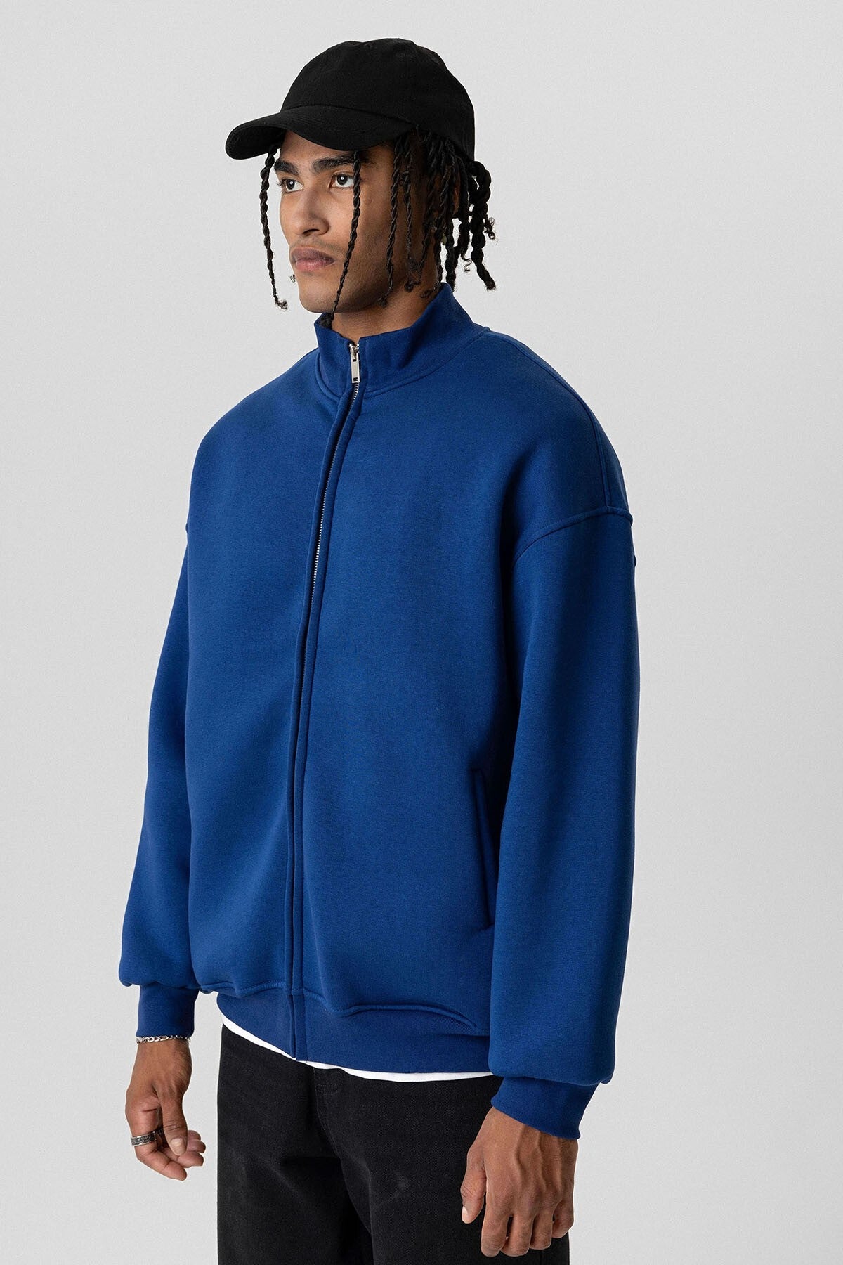 Basic Oversized Sweatshirt with Zipper
