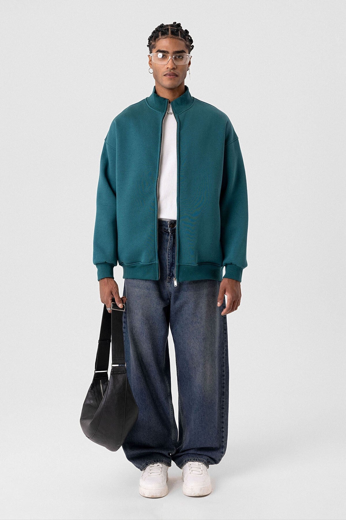 Basic Oversized Sweatshirt with Zipper