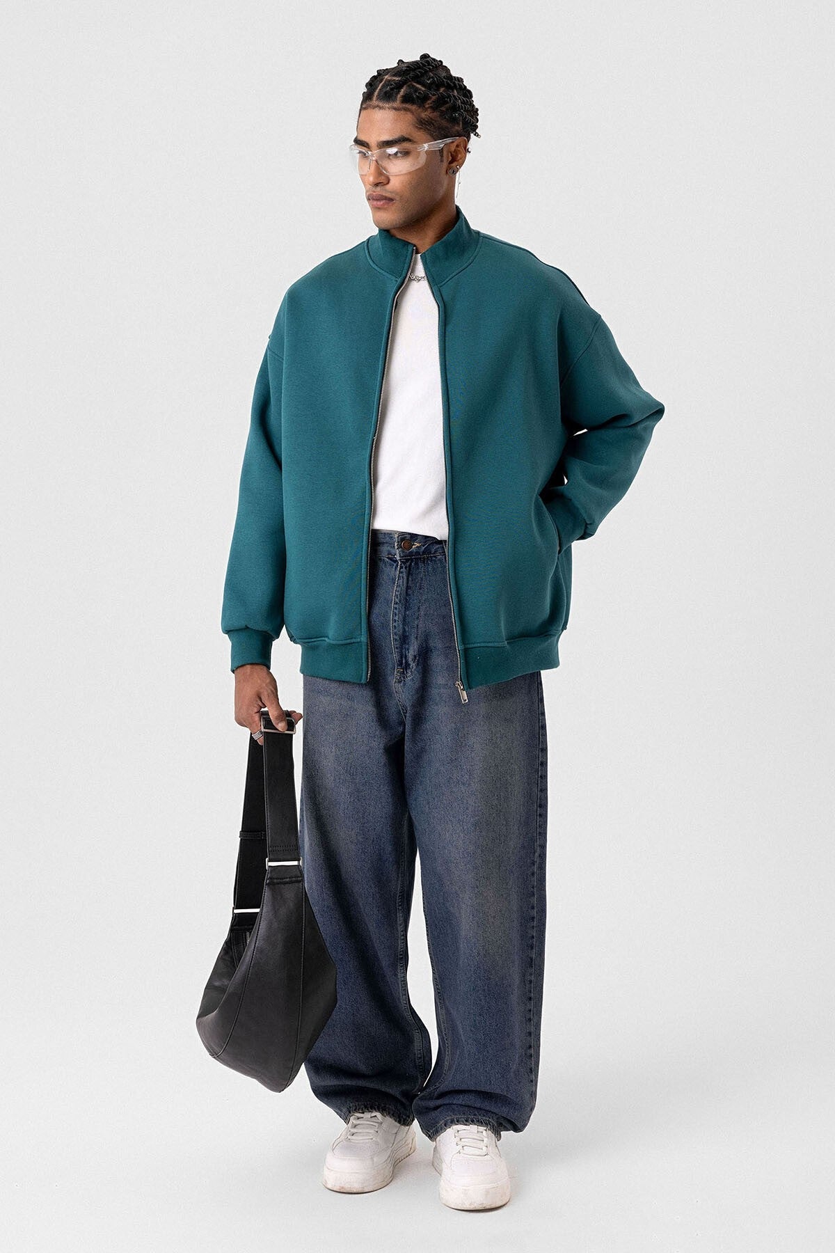 Basic Oversized Sweatshirt with Zipper