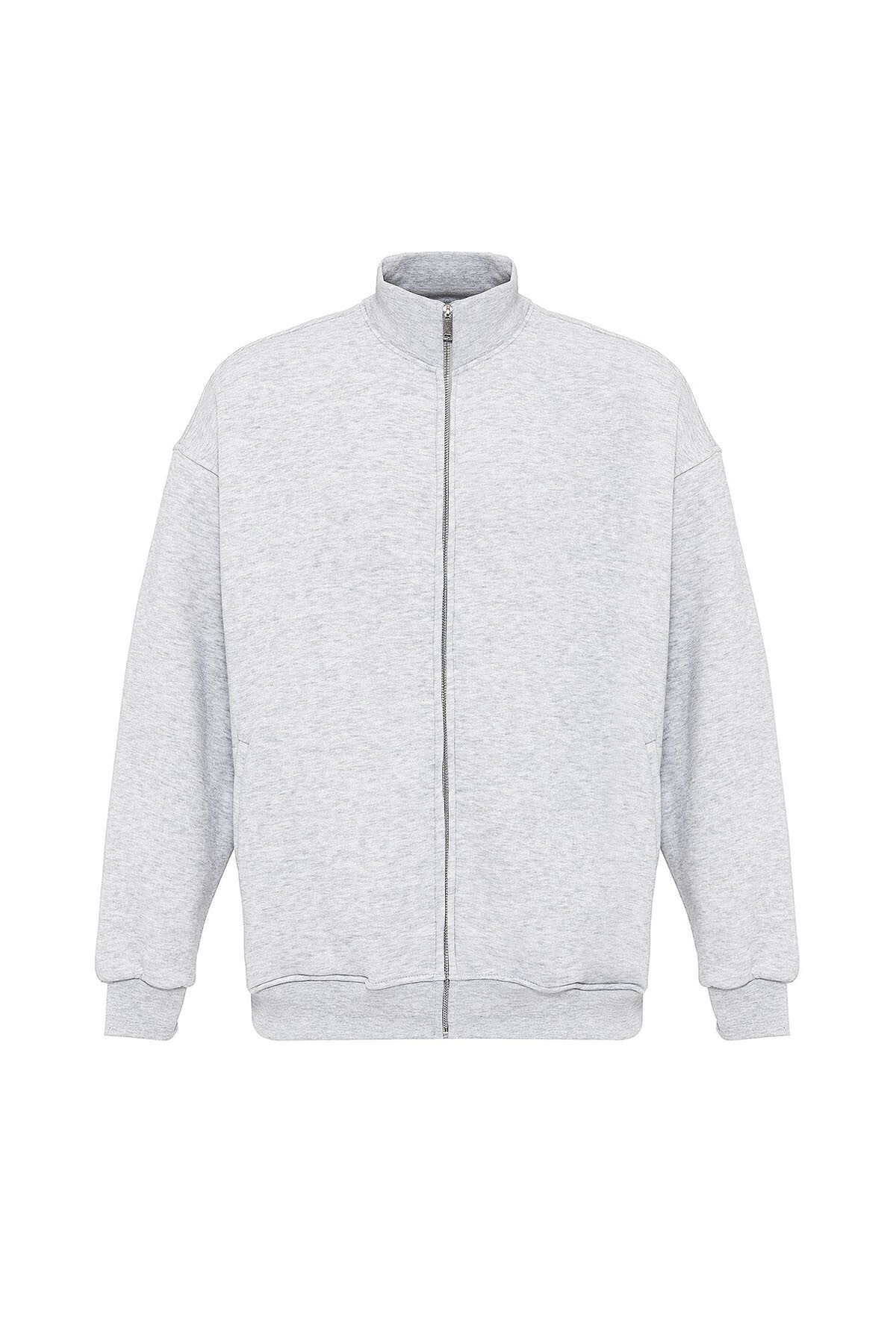 Basic Oversized Sweatshirt with Zipper