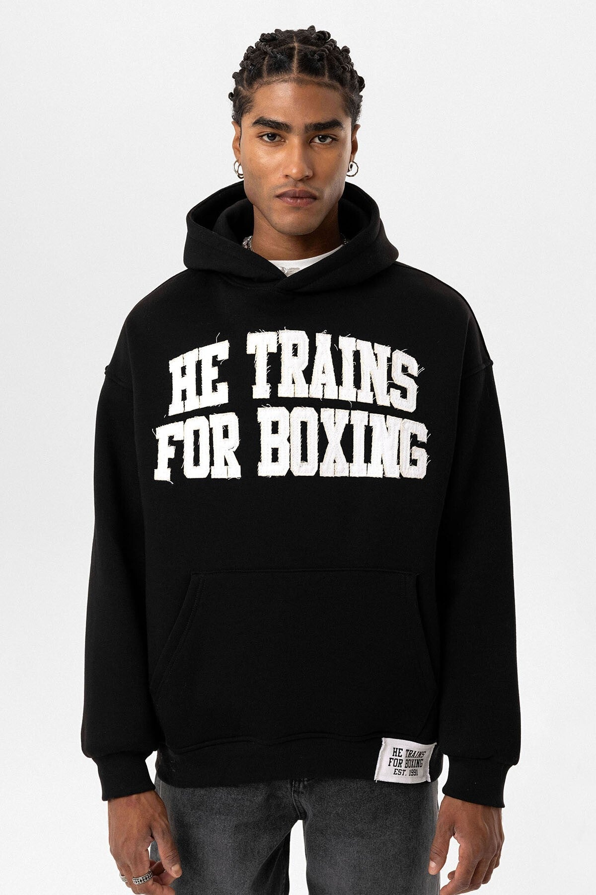 Oversized Hooded Sweatshirt with Printed Design