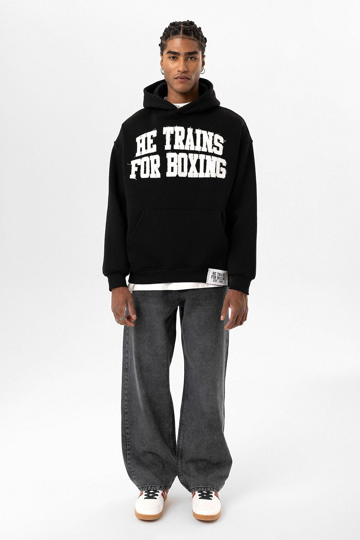 Oversized Hooded Sweatshirt with Printed Design