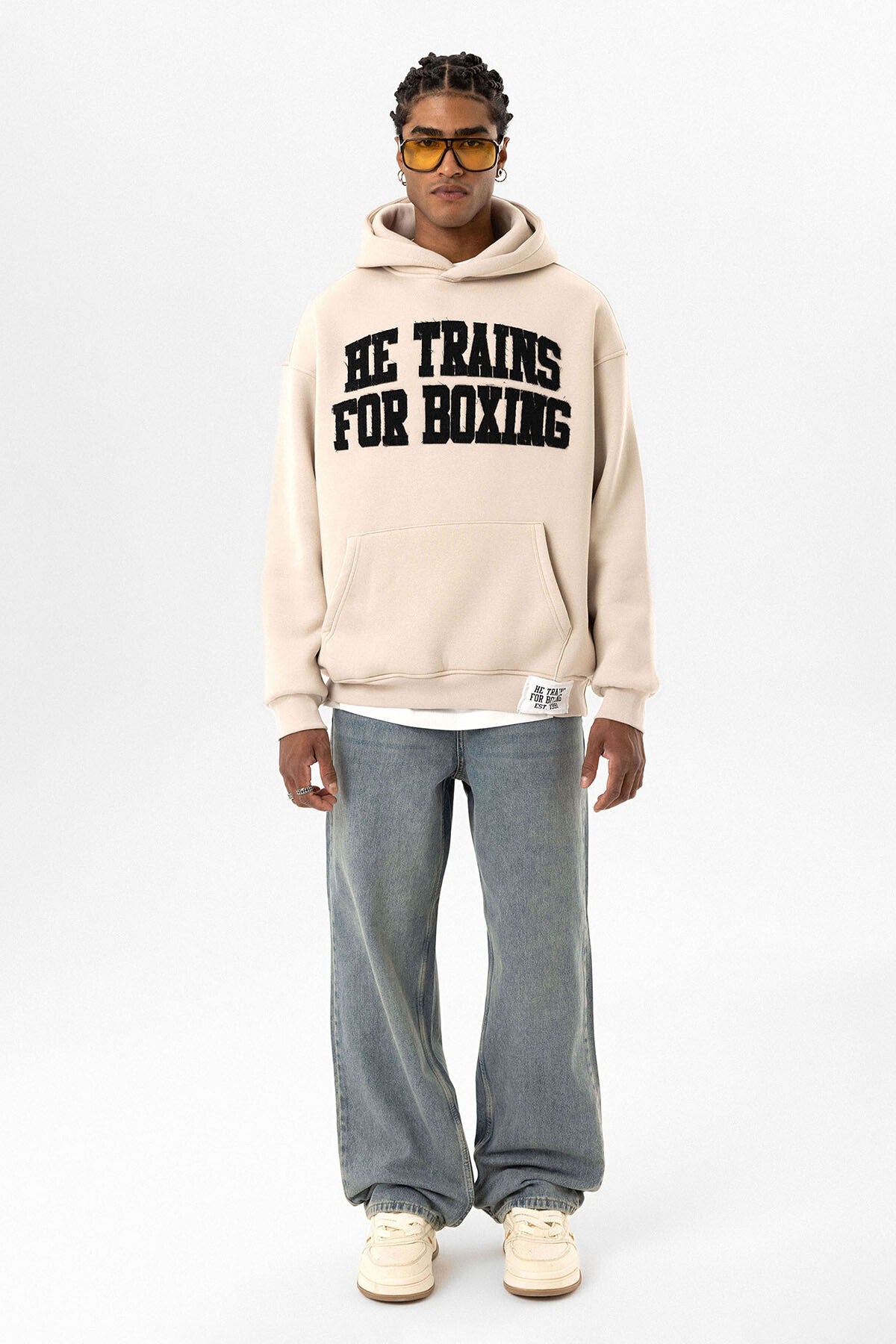 Oversized Hooded Sweatshirt with Printed Design
