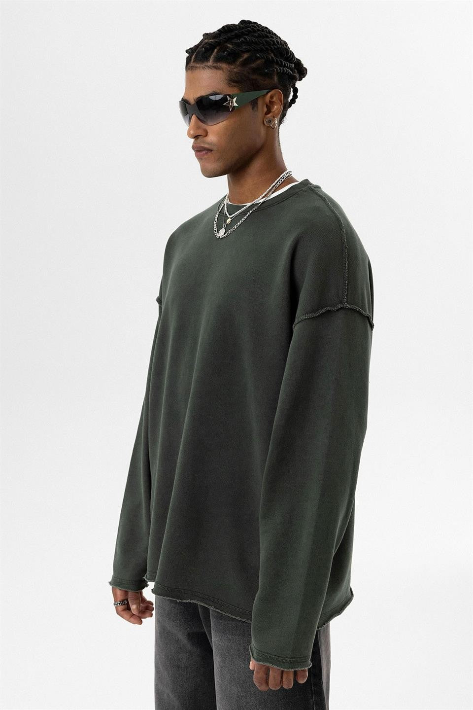 Oversized Sweatshirt with Washed Back Detail