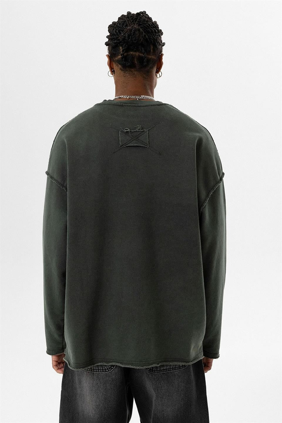 Oversized Sweatshirt with Washed Back Detail