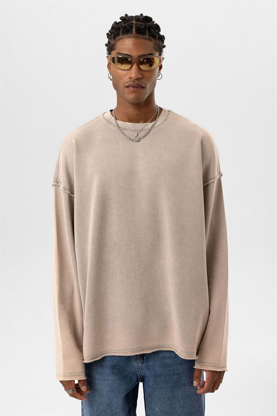 Oversized Sweatshirt with Washed Back Detail