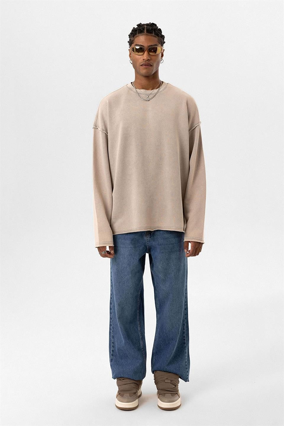 Oversized Sweatshirt with Washed Back Detail