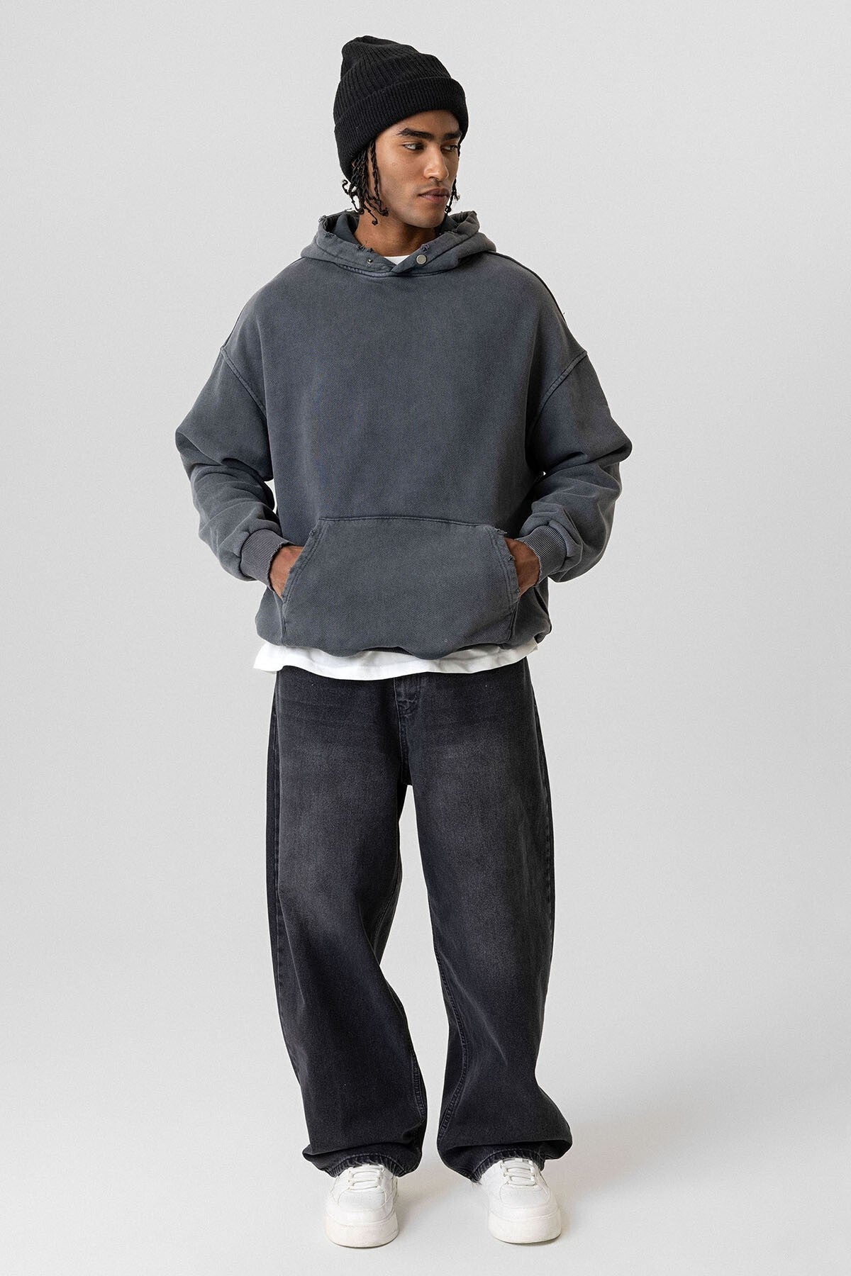 Premium Oversized Sweatshirt with Ripped Details