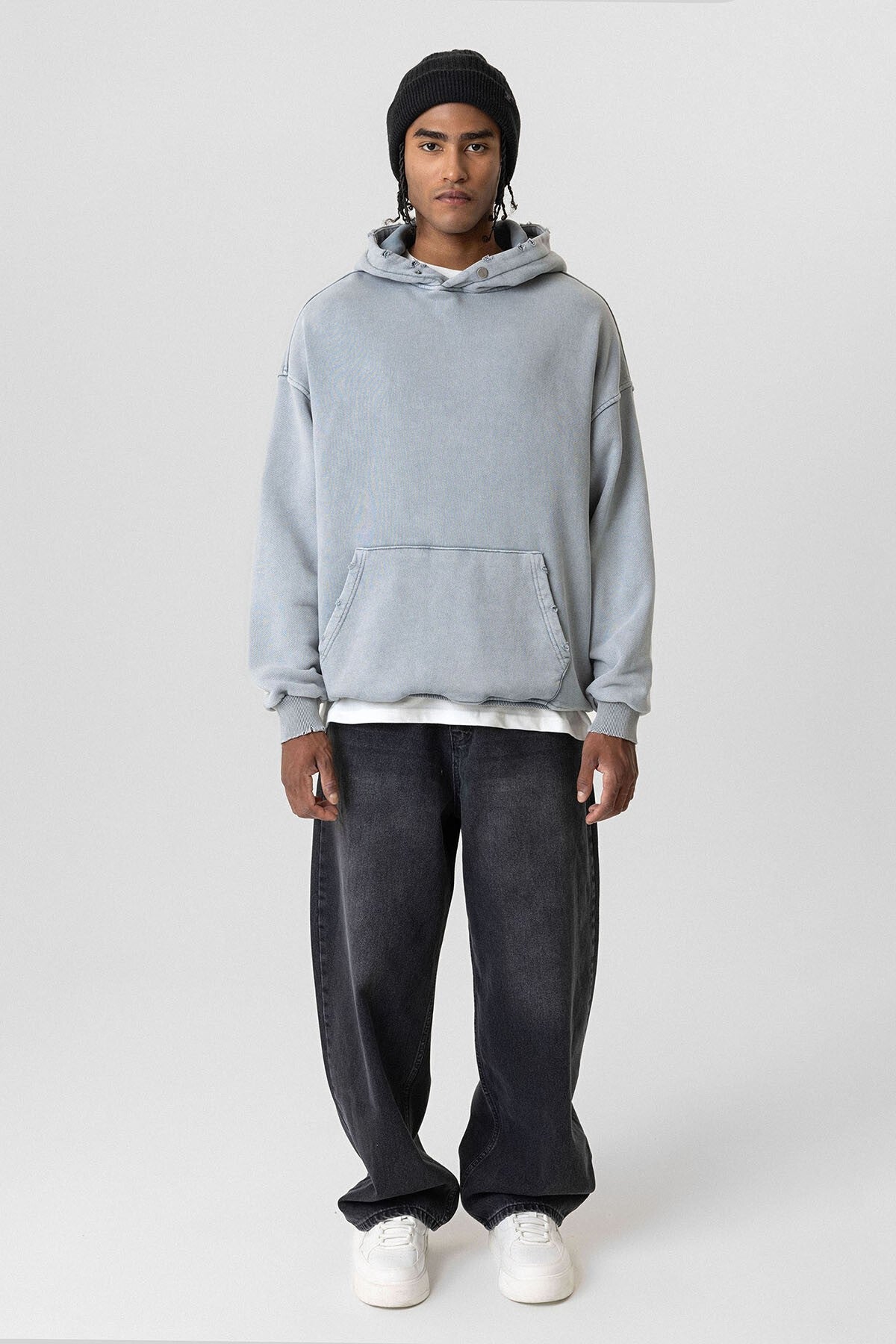 Premium Oversized Sweatshirt with Ripped Details