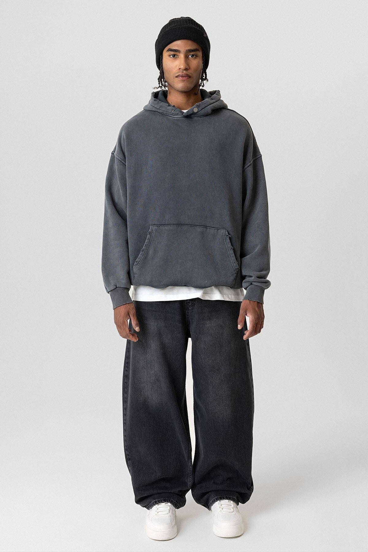 Premium Oversized Sweatshirt with Ripped Details