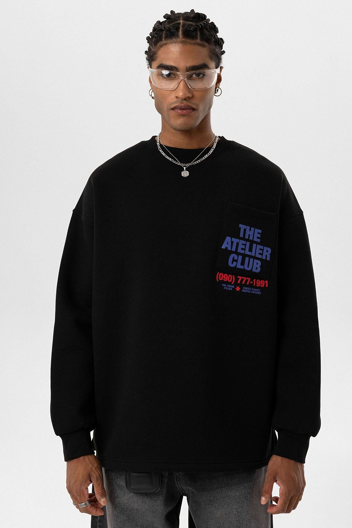 Oversized Sweatshirt with Printed Design