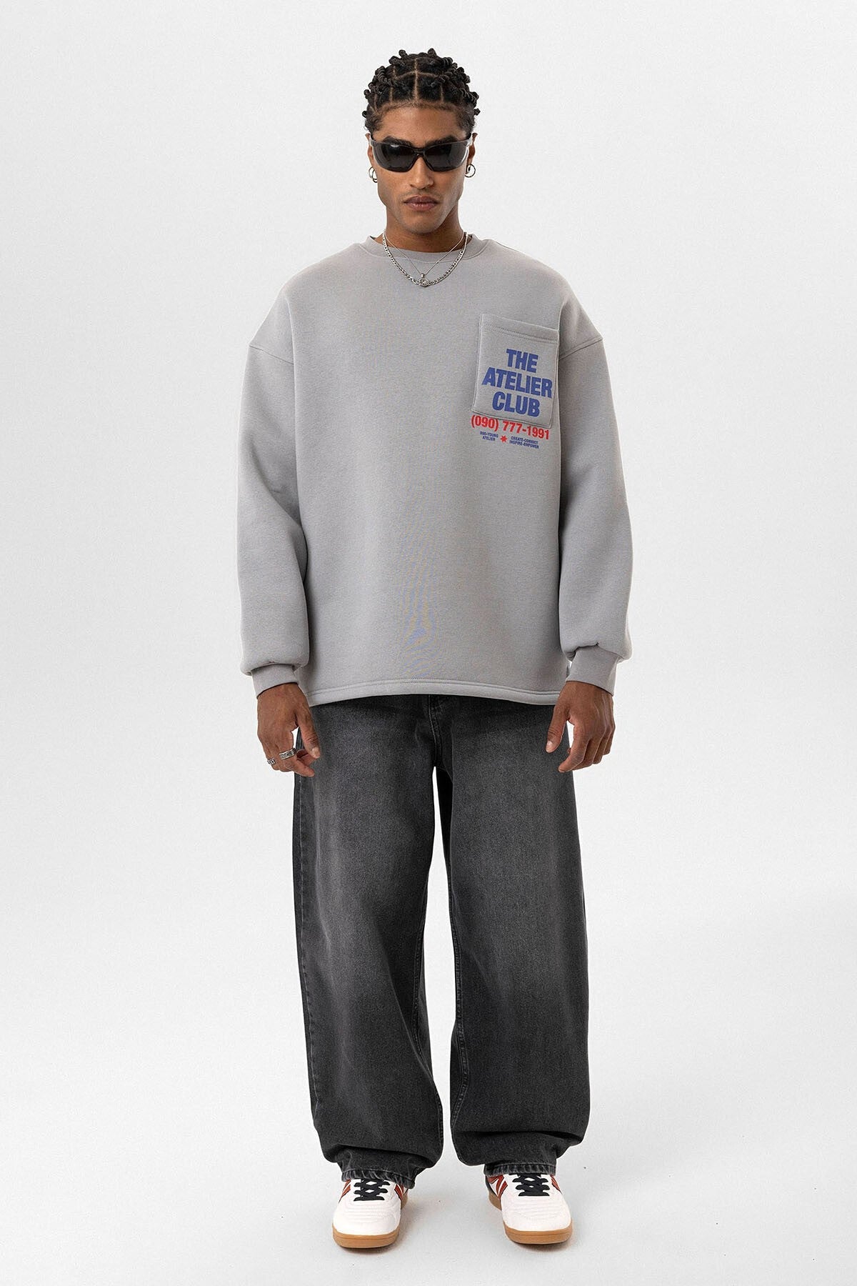 Oversized Sweatshirt with Printed Design