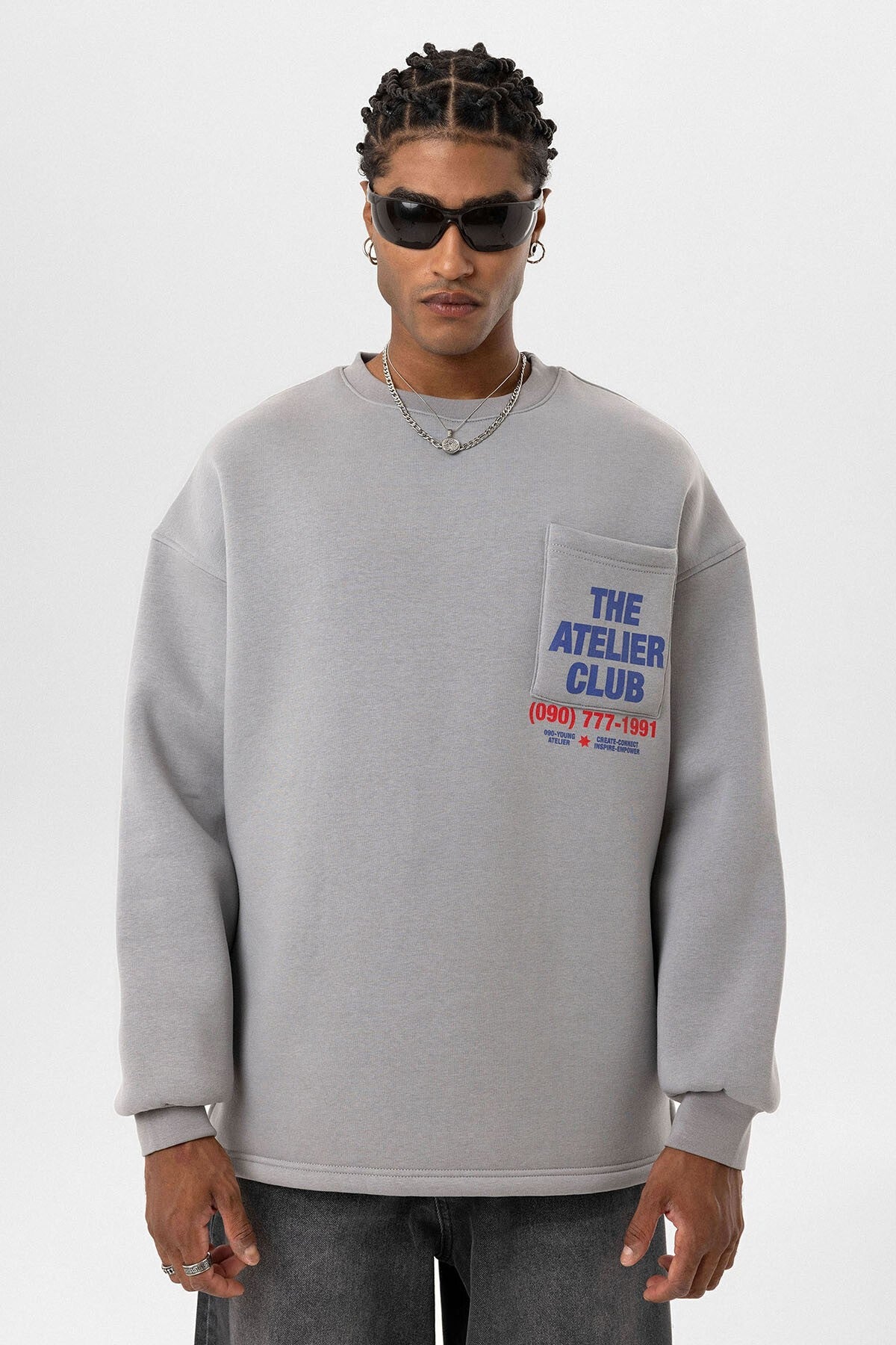 Oversized Sweatshirt with Printed Design