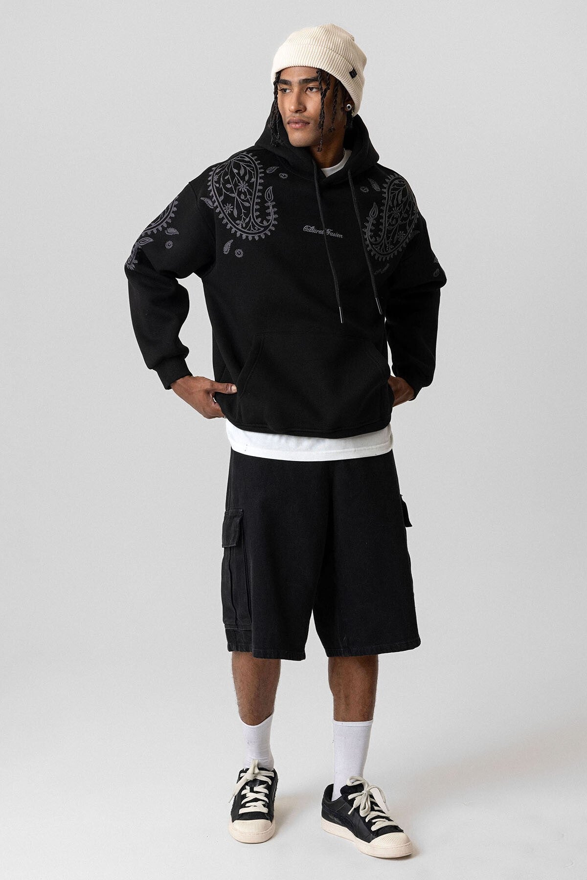 Patterned Oversized Sweatshirt